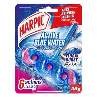 Harpic Active Blue Water Toilet Cleaner Rim Block, Floral Burst, 35 g